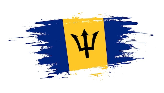 Kreatywne ręcznie rysowane flaga obrysu pędzla ilustracji wektorowych kraju Barbados