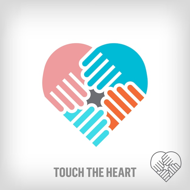 Kreatywne Serce Trzęsące Ręce Logo Unikalnie Zaprojektowane Przejścia Kolorów Zdrowie I Rodzina Razem