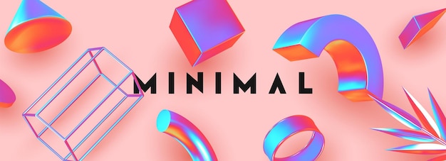 Kreatywne streszczenie minimalne tło. Kompozycja z realistycznymi obiektami 3d. Tło o geometrycznych kształtach. Nowoczesny baner, plakat. Modny projekt. Miękkie pastelowe kolory gradientu. Ilustracja wektorowa