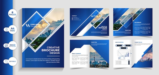 Plik wektorowy kreatywny 8-stronicowy szablon broszury