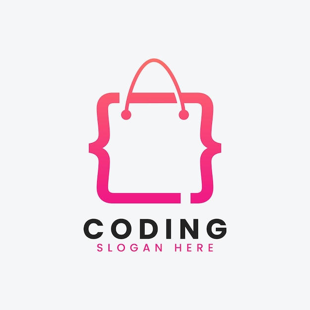 Kreatywny abstrakcyjny projekt logo nowoczesnego programowania Kolorowy szablon projektu logo sklepu z kodem gradientowym