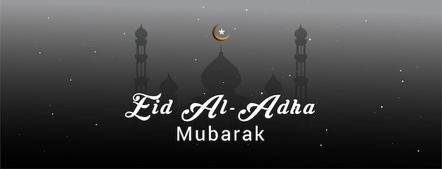 Kreatywny Eid Al Adha Mubarak Z Meczetem Na Czarnym Tle Wektor Wzór