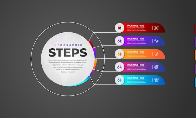 Kreatywny Gradient Infografika Zestaw Kroków