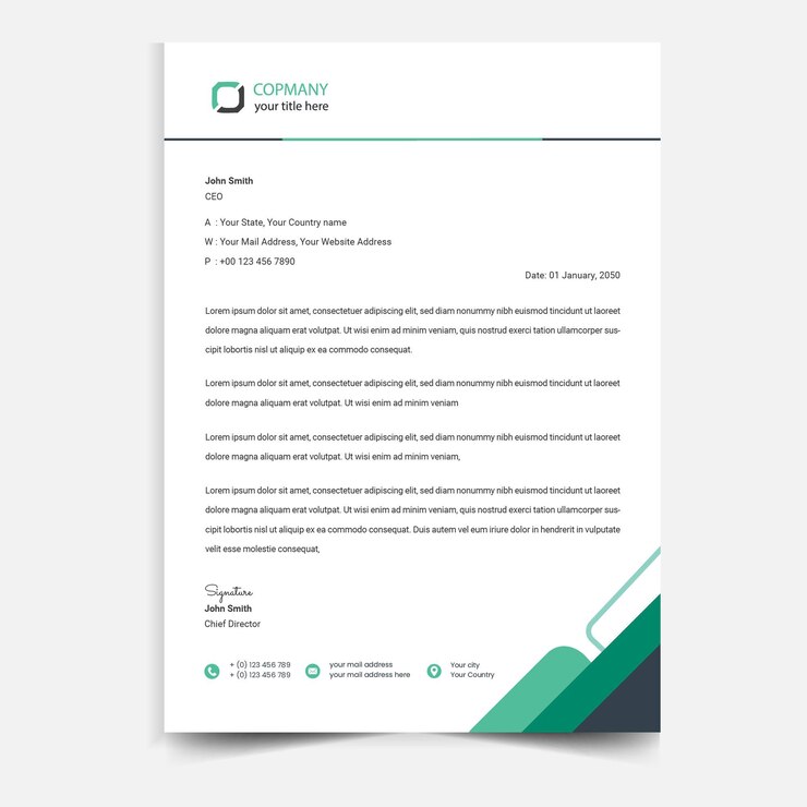 Kreatywny i czysty projekt papieru firmowego w stylu biznesowym w formacie A4.