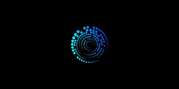 Kreatywny, kropkowy, spiralny projekt logo z nowoczesnym, koncepcyjnym, wysokiej klasy wektorem