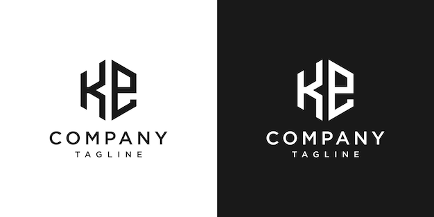 Kreatywny List Ke Monogram Hexagon Logo Design Icon Template White And Black Background