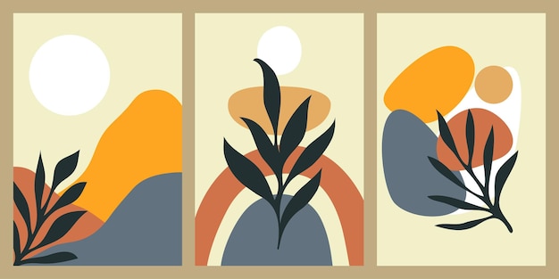 Kreatywny minimalistyczny rysunek ręczny Abstrakcyjne tło artystyczne Nowoczesne estetyczne ilustracje w stylu czeskim Zbiór współczesnych dzieł artystycznych Projekt dekoracji ściennej broszury plakatów pocztowych