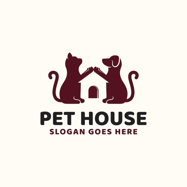 Kreatywny pomysł Pet house dog and cat hipster vintage logo design dla sklepu zoologicznego i sklepu dla zwierząt