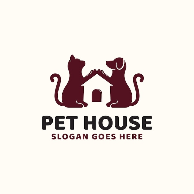 Plik wektorowy kreatywny pomysł pet house dog and cat hipster vintage logo design dla sklepu zoologicznego i sklepu dla zwierząt