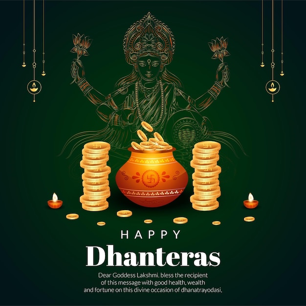 Kreatywny projekt banera indyjskiego festiwalu Happy Dhanteras szablonu