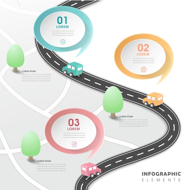 Kreatywny Projekt Infografiki Z Elementami Płaskiej Drogi