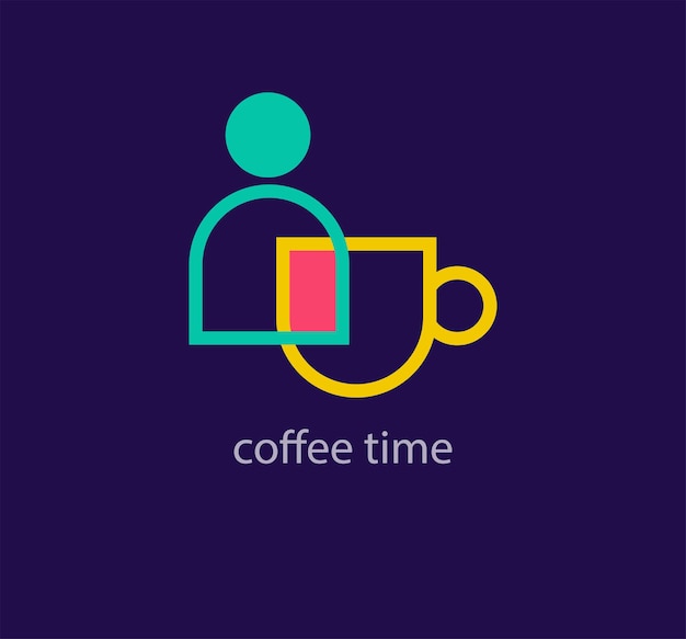 Kreatywny Projekt Logo Czasu Na Kawę Unikalne Przejścia Kolorów W Projekcie Unikalne Zunifikowane Logo Kawy