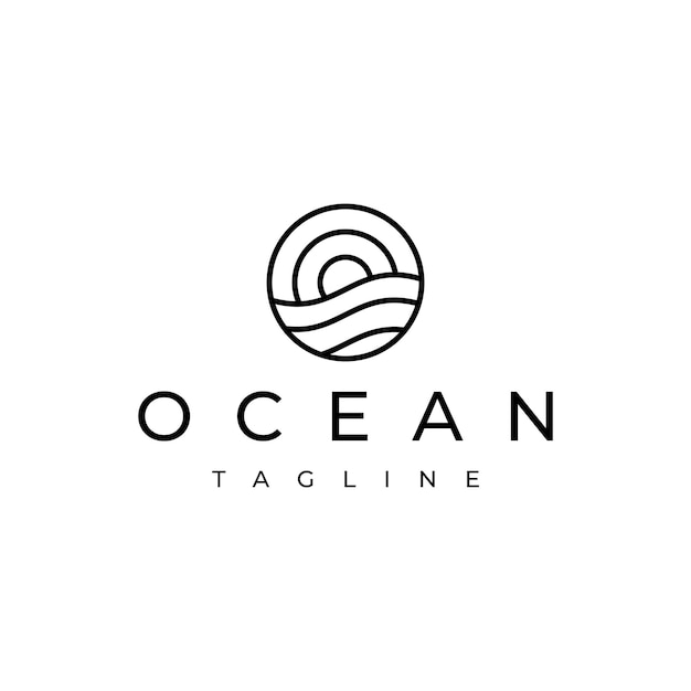 Kreatywny Projekt Logo Fali Słońca Oceanu