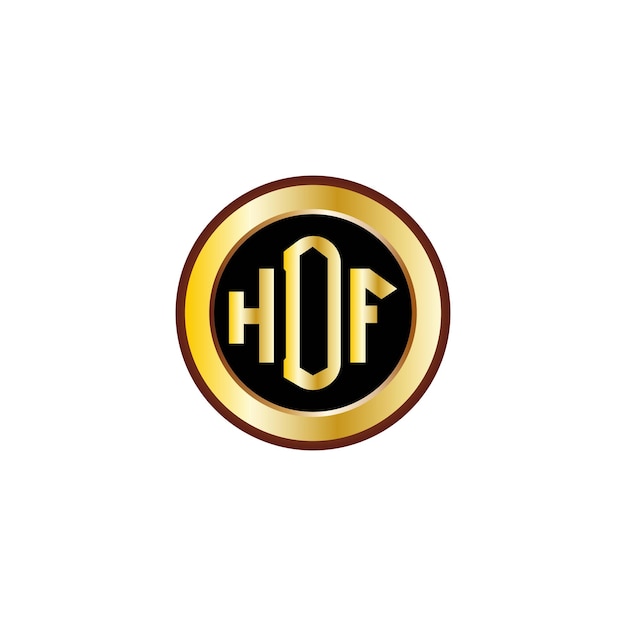 Plik wektorowy kreatywny projekt logo litery hdf ze złotym kółkiem