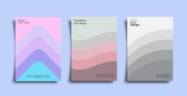 Kreatywny projekt okładki. Kolorowy pastelowy gradient, abstrakcyjny, modny projekt graficzny linii.
