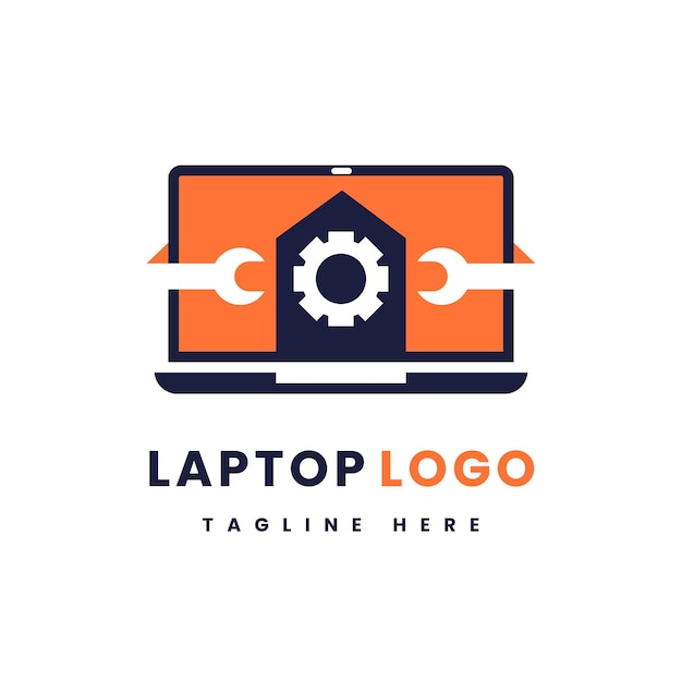 Plik wektorowy kreatywny szablon logo laptopa o płaskiej konstrukcji