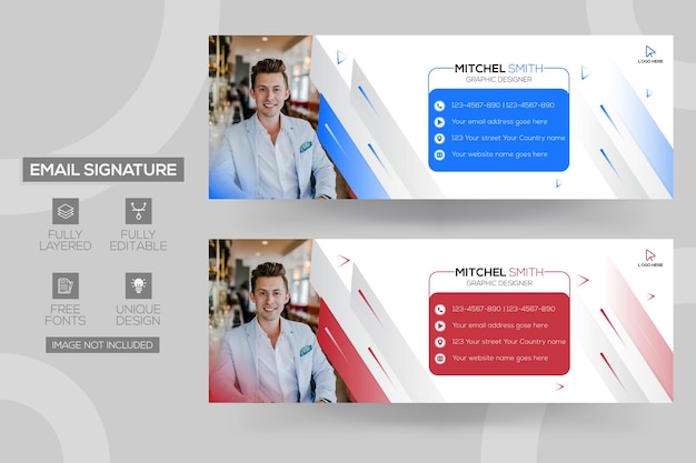 Kreatywny Szablon Podpisu E-maila Lub Szablon Okładki Na Facebooku Lub Projekt Stopki E-mail Premium Wektor