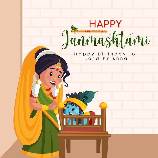 Kreatywny Szablon Projektu Banera Happy Krishna Janmashtami