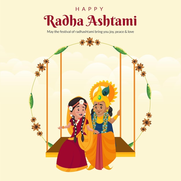 Kreatywny Szczęśliwy Szablon Projektu Banera Radha Ashtami