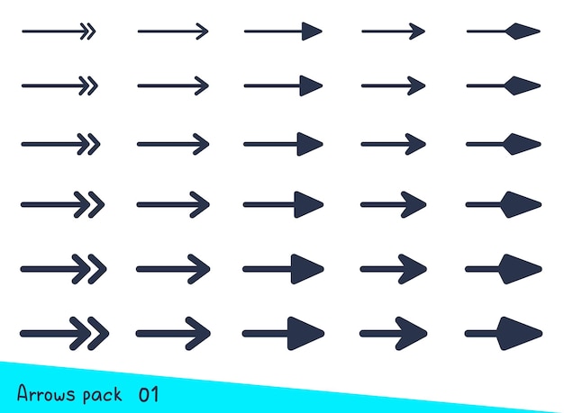 Plik wektorowy kreatywny zestaw różnych strzałek poruszających się na wprost