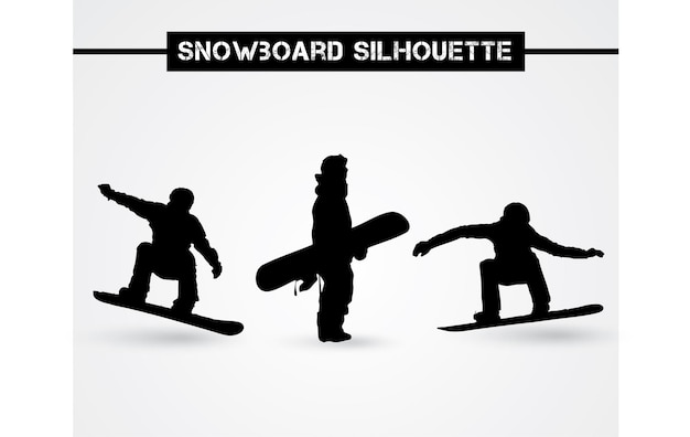 Plik wektorowy kreatywny zestaw wektorowy sylwetek zawodników snowboardu