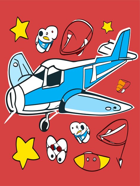 Kreskówka Aero Samolot Clipart Wektor Projektu