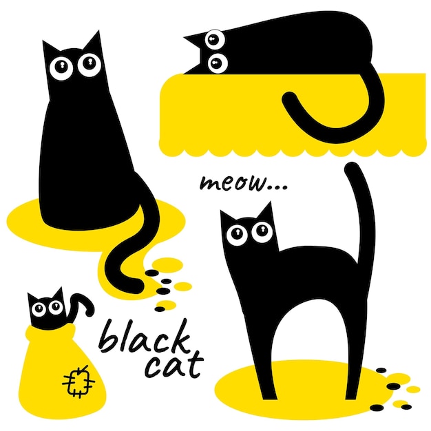 Plik wektorowy kreskówka czarny kot