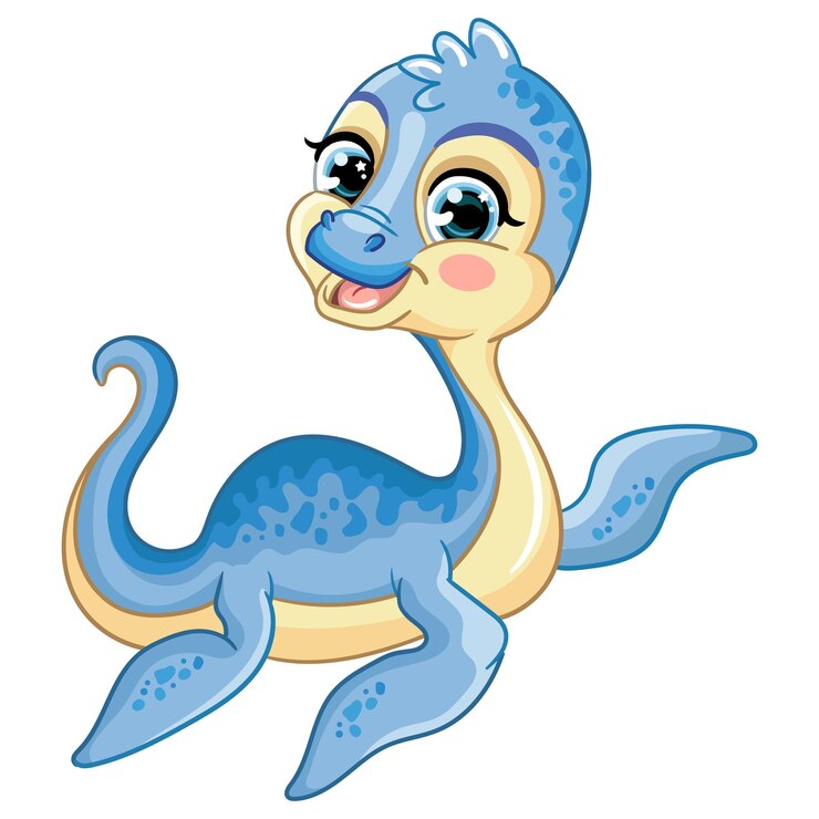Wektor kreskówka dinozaur plezjozaur dziecko ilustracja wektorowa