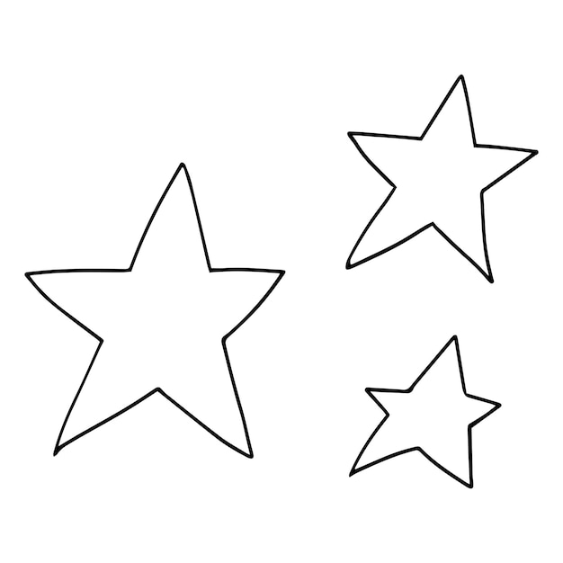 Kreskówka doodle gwiazd na białym tle.