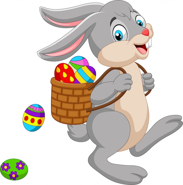 Kreskówka Easter Bunny przewożenia kosz Wielkanocny jajko