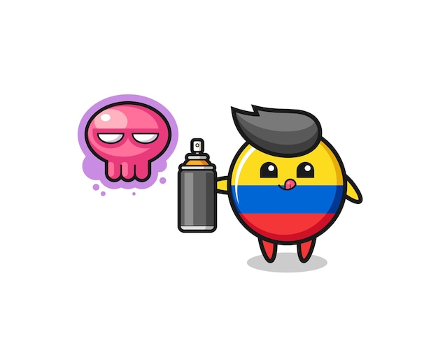 Kreskówka Flaga Kolumbii Zrób Graffiti Za Pomocą Farby W Sprayu