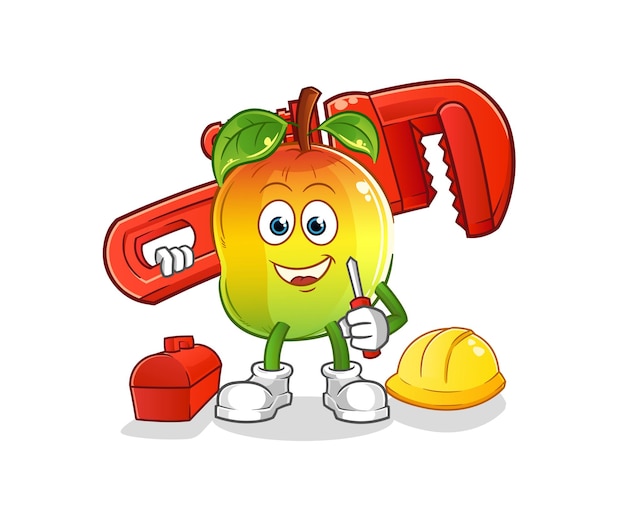 Kreskówka hydraulik mango. kreskówka maskotka wektor