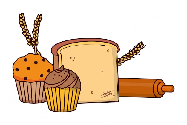 Plik wektorowy kreskówka jedzenie piekarni