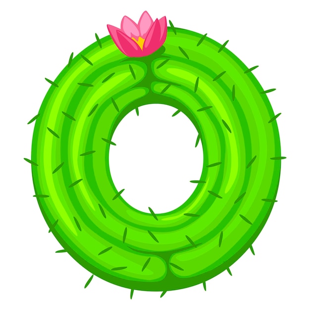 Kreskówka Kaktus Numer 0 Z Kwiatową Czcionką Cyfry Dla Dzieci Rysunek Zero