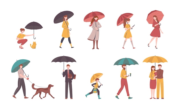 Kreskówka Kolor Ludzi Trzymających Parasol