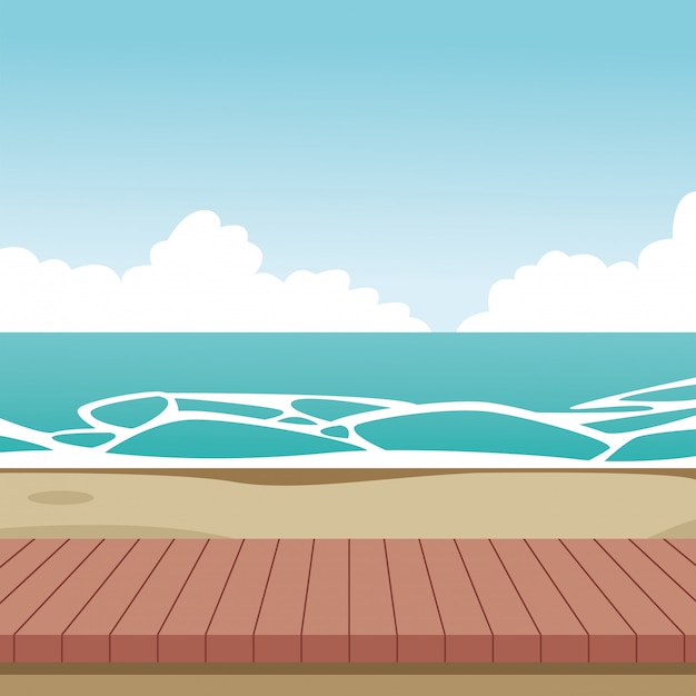 kreskówka krajobraz plaży drewniane