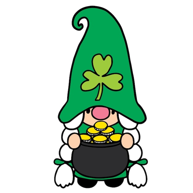 Plik wektorowy kreskówka ładny st patrick's day gnome wektor znaków.