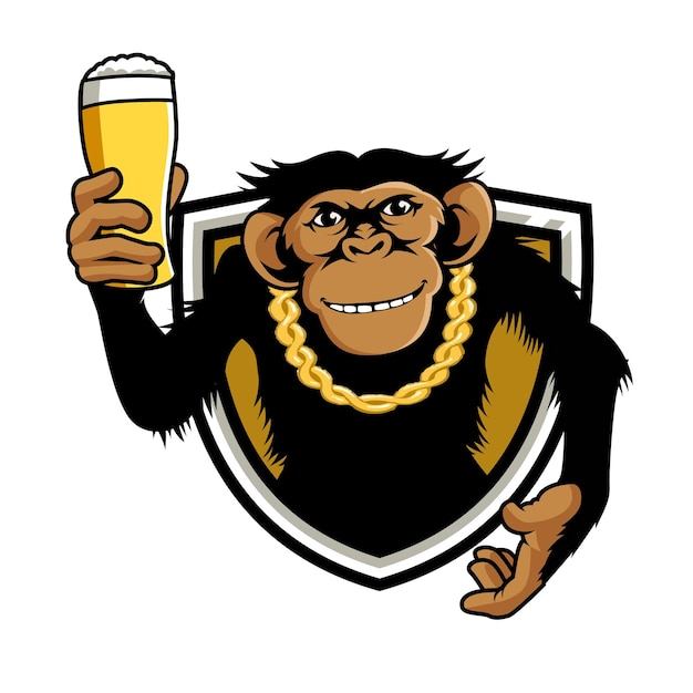 kreskówka logo maskotki małpy whisky