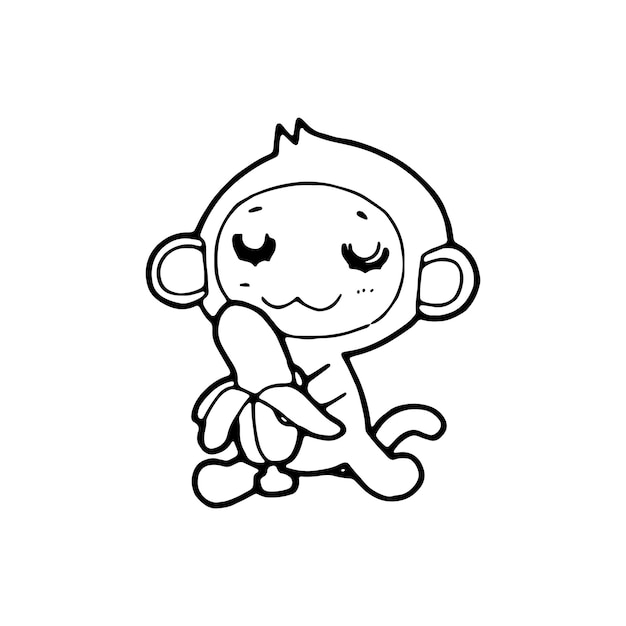 Kreskówka Małpa Doodle Komiks Ilustracja Wektor Izolowany Na Białym Tle