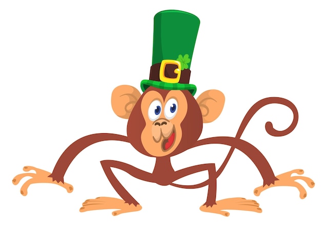 Kreskówka Małpa Szympans Sobie Zielony Kapelusz Z St Patrick's Day