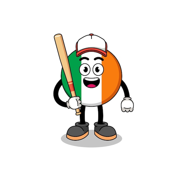 Kreskówka Maskotka Flaga Irlandii Jako Projekt Postaci Gracza W Baseball