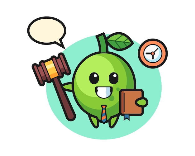 Kreskówka maskotka limonka jako sędzia, ładny styl, naklejka, element logo