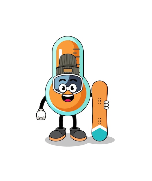 Plik wektorowy kreskówka maskotka termometru snowboardzistka