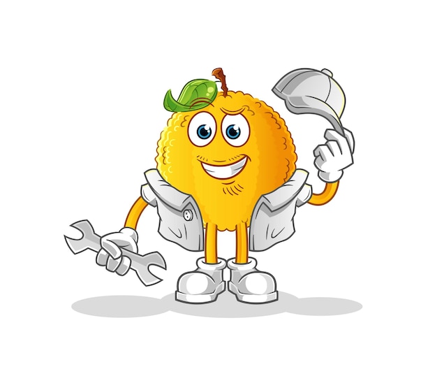 kreskówka mechanik jackfruit. kreskówka maskotka wektor