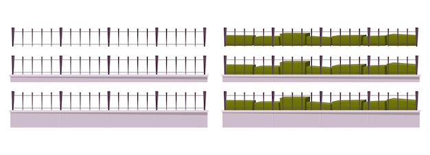 Kreskówka Metalowe Ogrodzenie Kolekcja Wektor Ilustracja Na Białym Tle