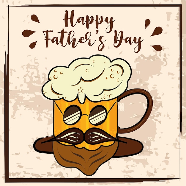 Plik wektorowy kreskówka na białym tle ładny szkło piwa szczęśliwy dzień ojca retro szablon ilustracja wektorowa