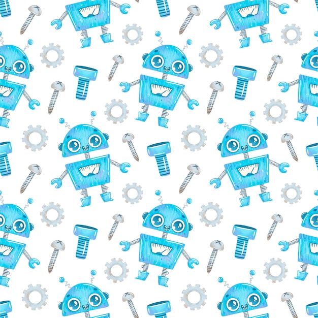 Kreskówka niebieski robot wzór