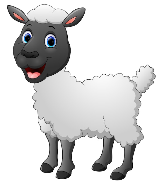 Plik wektorowy kreskówka owiec śmieszny pozować odizolowywam na białym tle