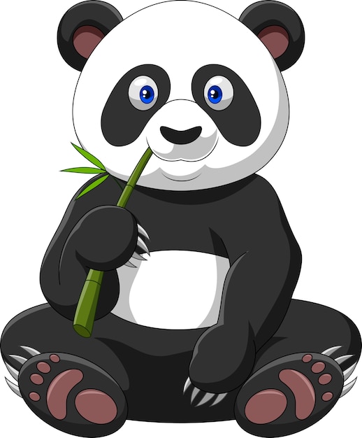 Plik wektorowy kreskówka panda jedzenie bambusa