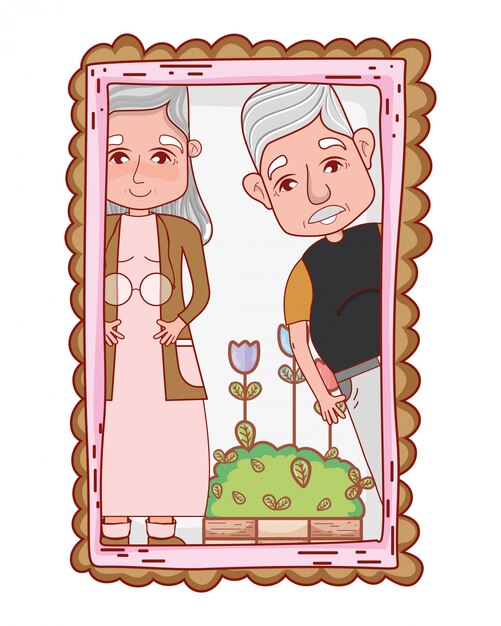 Kreskówka Para Cute Dziadków